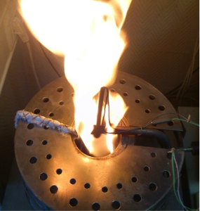 Внешний вид (пламенное горение) образца в процессе проведения испытания (Бизон, Кроз, Тизол)