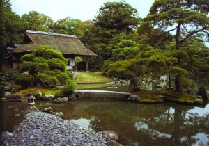 Сад в Королевском дворце в Катсуро, Япония, 1625 г. Архитектура и природа все еще составляют одно целое 