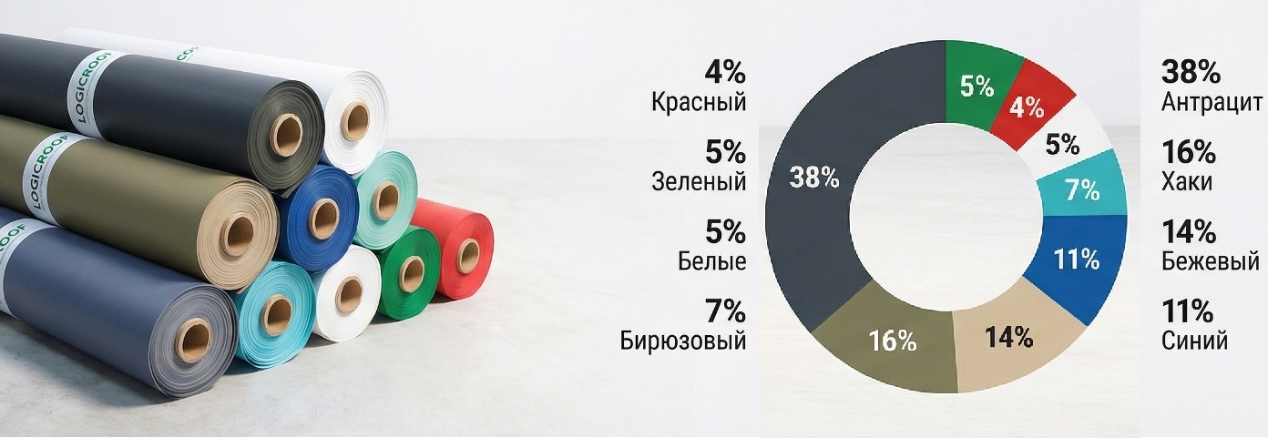 Самый популярный оттенок цветных ПВХ-мембран в 2025 году