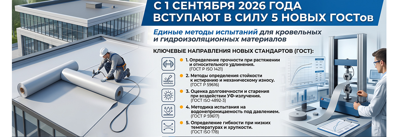 С 1.09.2026 в России вступают в силу новые ГОСТы на методы испытаний рулонных материалов